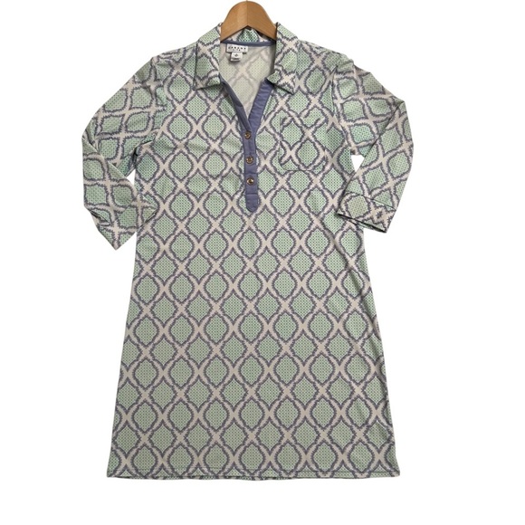 Cabana Life Sardinia Sands Geo Snakeskin Print Henley Neckline Knit Dress Medium - Picture 3 of 7